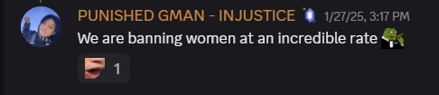Screenshot calling to ban women