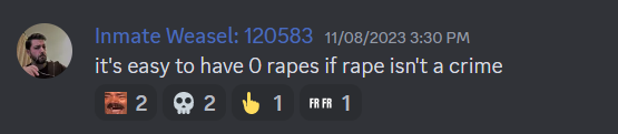 A comment discussing rape as a crime