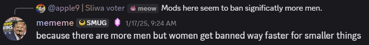 Screenshot about disproportionate banning of women
